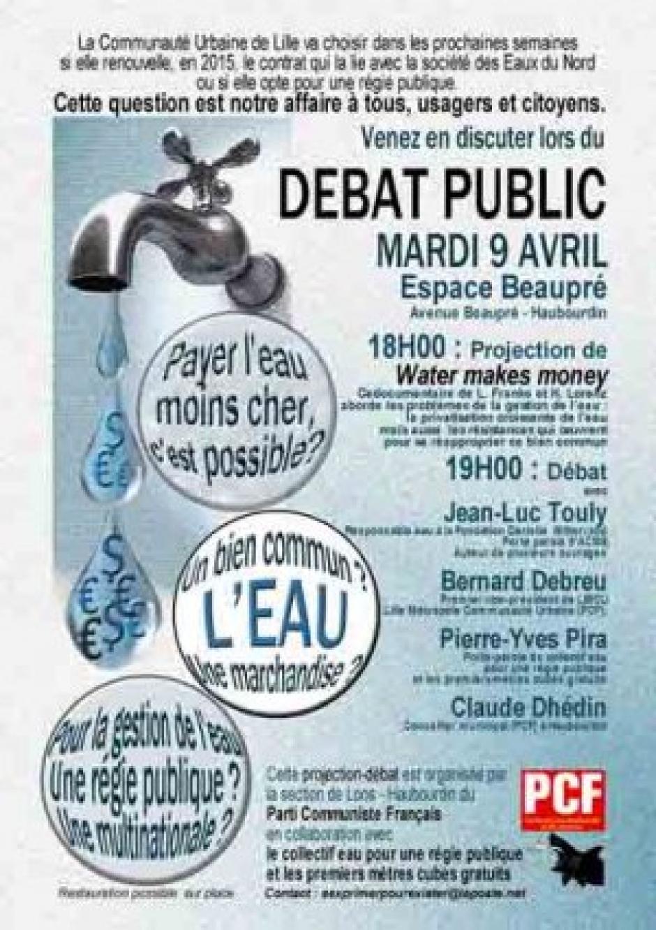 Débat : l'eau, un bien commun - Mardi 9 Avril 2013